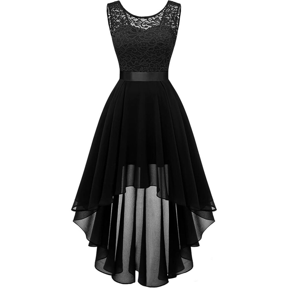 NWT BeryLove Black Lace High-Low Formal Cocktail Dress Large